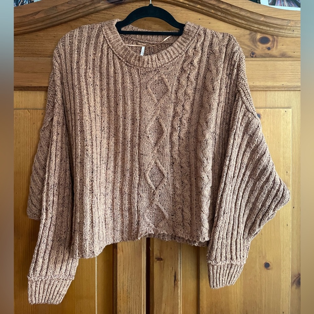Free People Cropped Cable Knit Sweater